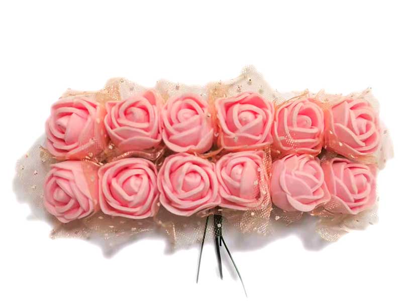 Mini Rosas De Eva Com Cabo Arranjo Flores 12pçs - Kristy biju